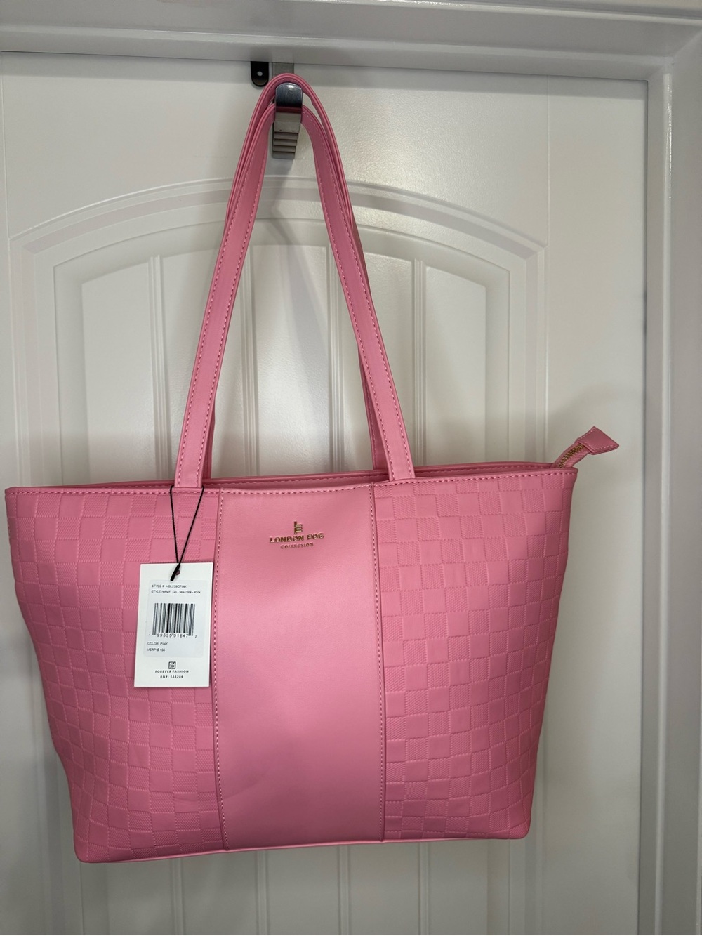 London Fog Pink Quilted Tote Bag